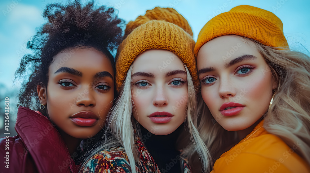 Close-Up of Stylish Women in Cozy Winter Fashion Close-Up of Stylish Women in Cozy Winter Fashion