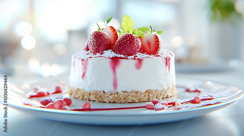 Delight in every bite a decadent strawberry cheesecake with creamy toppings and a touch of elegance for your dessert table Delight in every bite a decadent strawberry cheesecake with creamy toppings and a touch of elegance for your dessert table