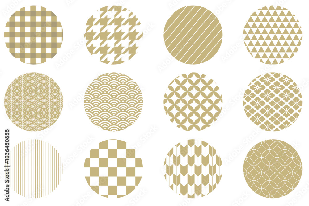 日本の伝統文様のイラストセット 和柄 Japanese traditional pattern 日本の伝統文様のイラストセット 和柄 Japanese traditional pattern