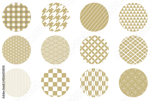 日本の伝統文様のイラストセット　和柄　Japanese traditional pattern