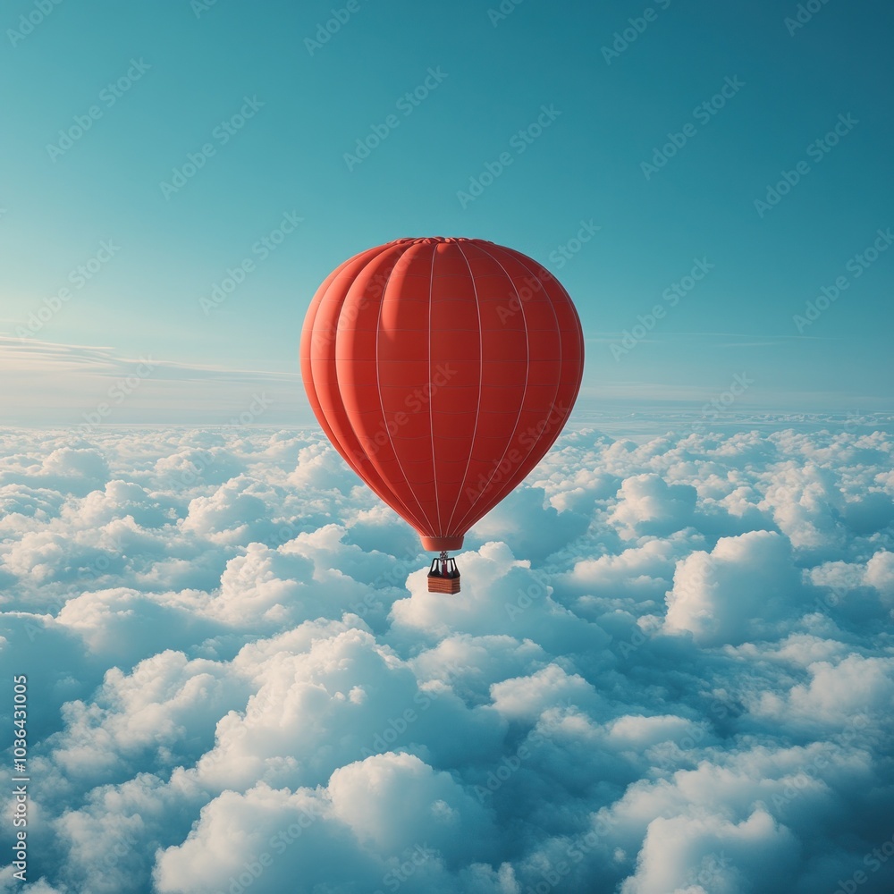 Hot Air Balloon Soaring Above the Clouds Hot Air Balloon Soaring Above the Clouds