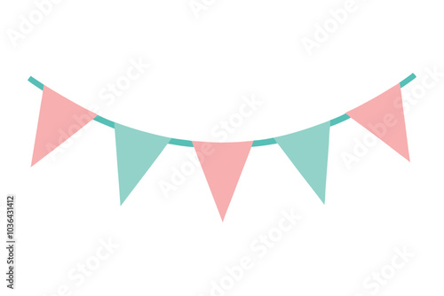 Pastel flags bunting | isolated vector illustration on white background