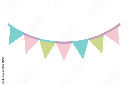 Pastel flags bunting | isolated vector illustration on white background