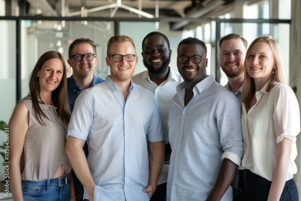 Portrait of a diverse group of business people standing together in an office Portrait of a diverse group of business people standing together in an office