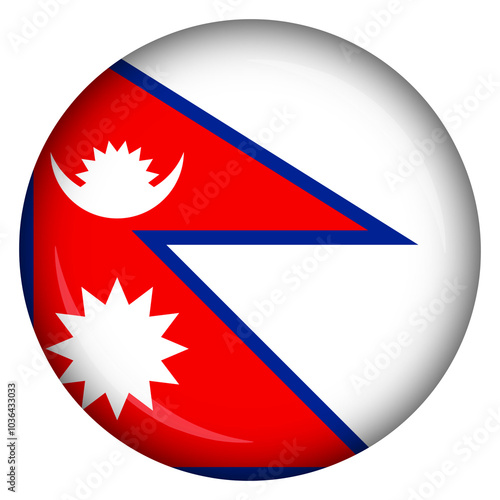 National flag of nepal circle shape pin and badge