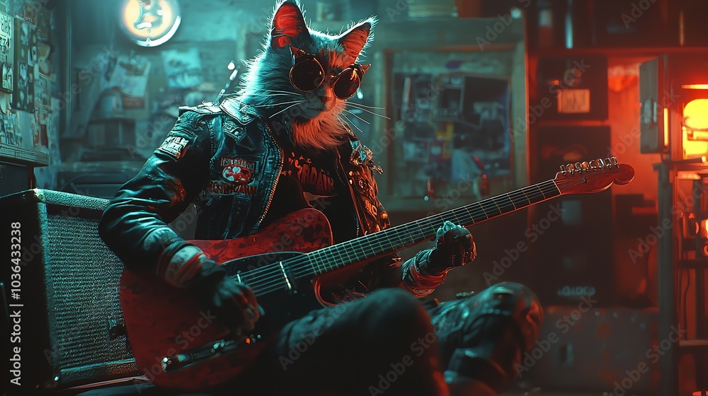 Cat Punk Playing Guitar Cat Punk Playing Guitar