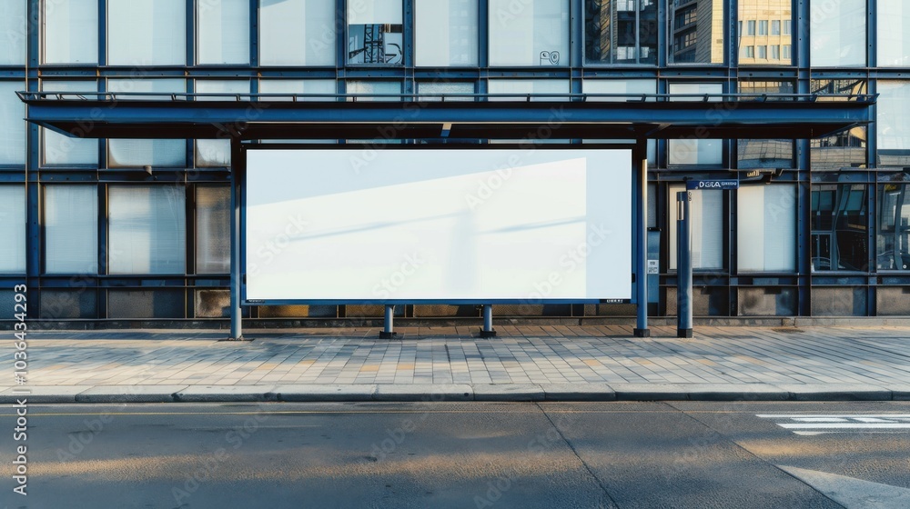 Empty billboard at urban bus stop waiting for advertisement display Empty billboard at urban bus stop waiting for advertisement display