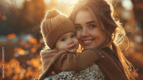 Parent with cramping back, immediate twinge, carrying child, park setting, anxious look, natural light, side angle, warm tones