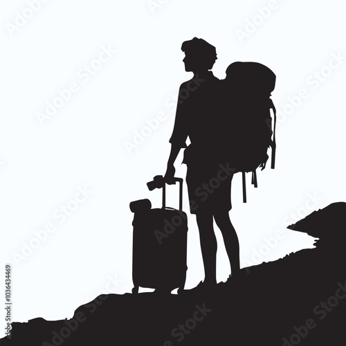 Mountain Explorer , hiking and trekking silhouette