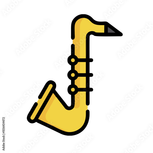 saxophone with musical notes