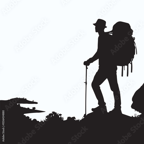 Mountain Explorer , hiking and trekking silhouette