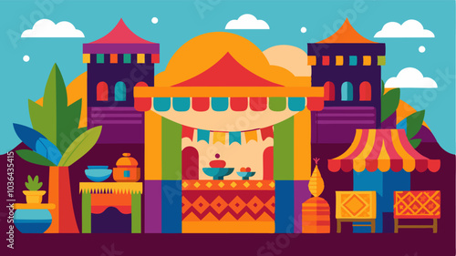 Vibrant tapestries and wares adorn the stalls of the historic market square showcasing the rich cultural heritage of the region.