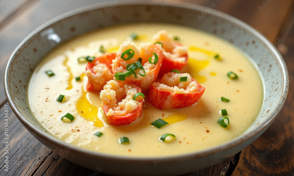 Creamy Lobster Bisque with Chive Oil Drizzle Creamy Lobster Bisque with Chive Oil Drizzle