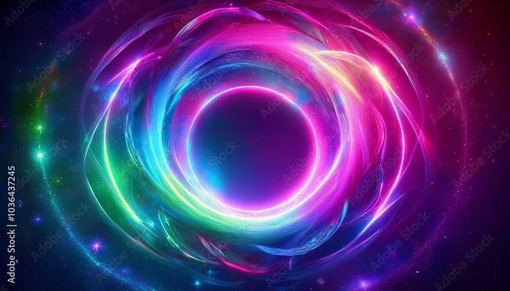 radiant swirling circle on a glowing neon grainy background in pink, blue, purple, and green, perfect for vibrant banner and poster designs. radiant swirling circle on a glowing neon grainy background in pink, blue, purple, and green, perfect for vibrant banner and poster designs.