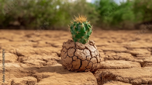 Arid landscapes transformed by heatwaves and rising temperatures, depicting global crisis and desertification. Close-up view, free space. photo