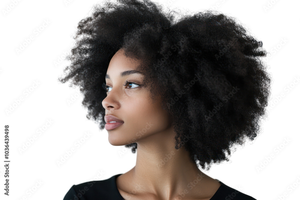 Portrait of woman with natural hairstyle isolated on transparent background,PNG image. Portrait of woman with natural hairstyle isolated on transparent background,PNG image.