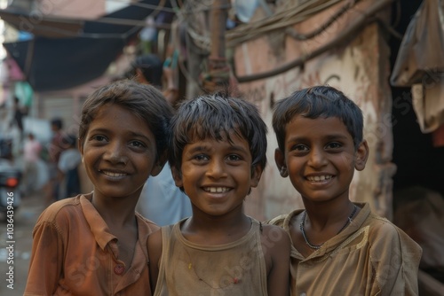 Portrait of a group of Indian kids in Kolkata. photo