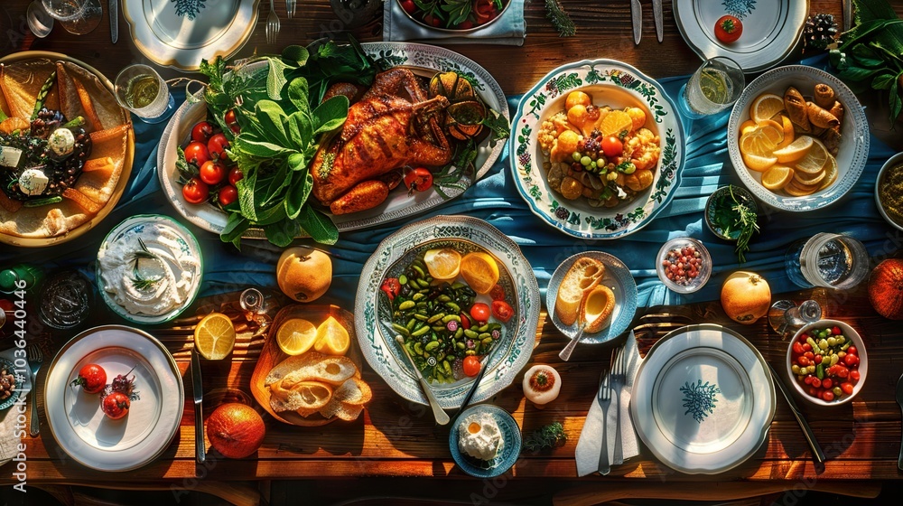 A Delicious Spread of Food on a Rustic Table A Delicious Spread of Food on a Rustic Table