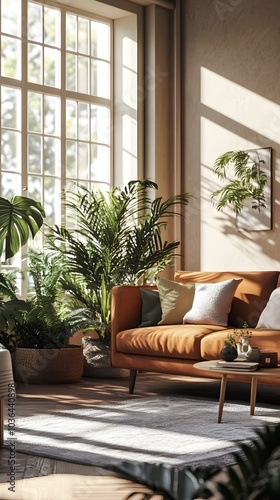 Wallpaper Mural Cozy and Inviting Living Room with House Plants and Minimalist Interior Design Torontodigital.ca