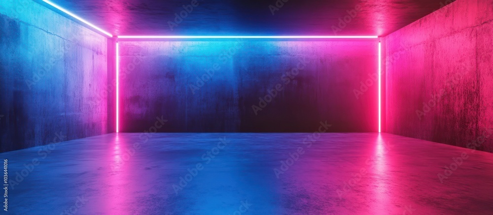 Empty room with blue and pink neon lights. Empty room with blue and pink neon lights.