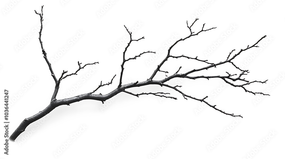 Obraz premium Bare Branch Isolated Against White Background