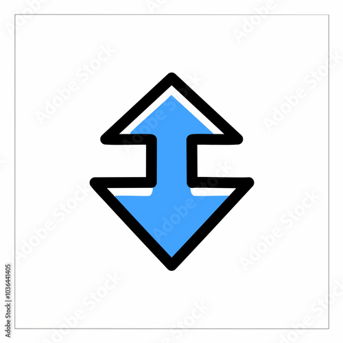 Vector icon of blue arrow. Isolated on a white background.