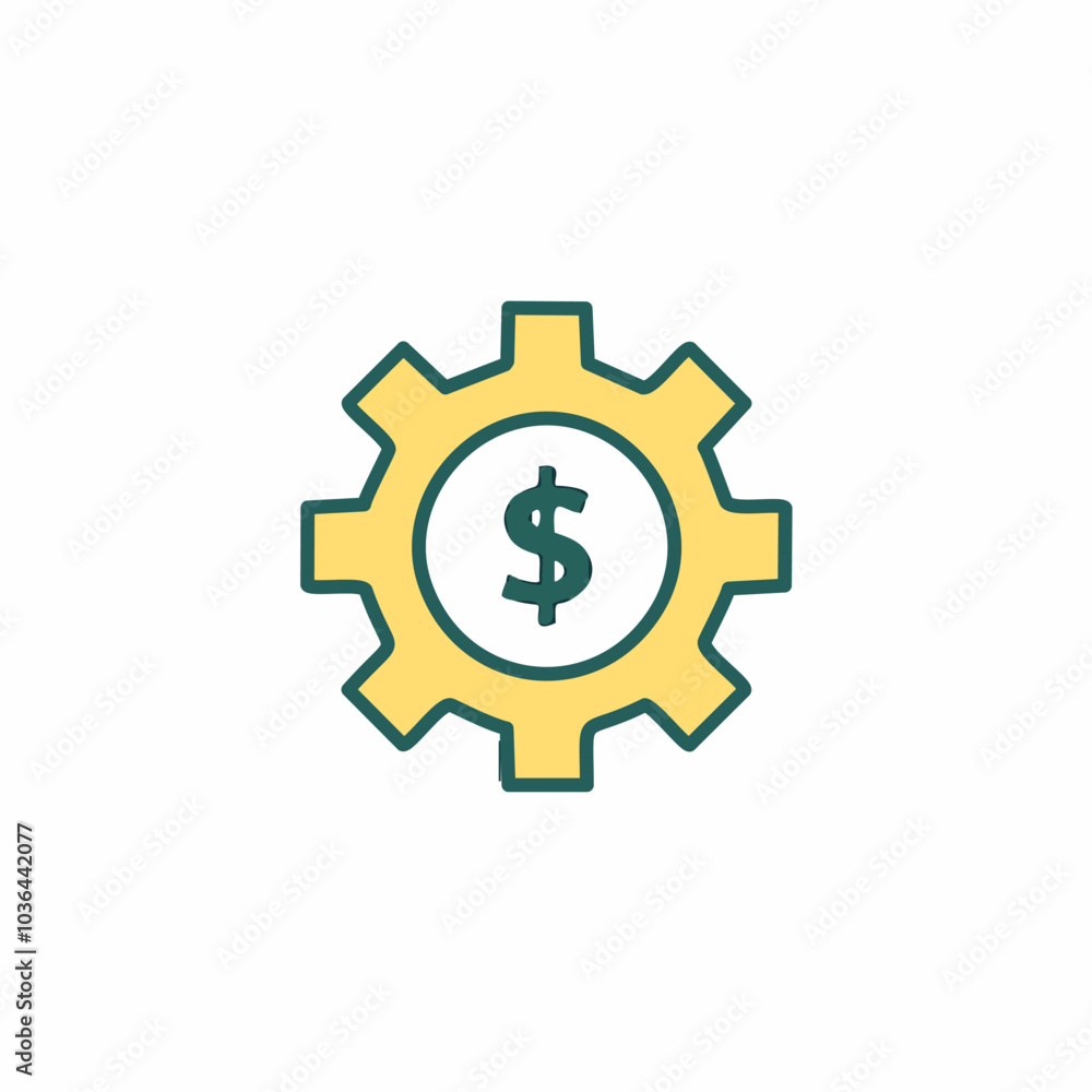 Gear with dollar icon. Cogwheel and money symbol. Vector illustration Gear with dollar icon. Cogwheel and money symbol. Vector illustration