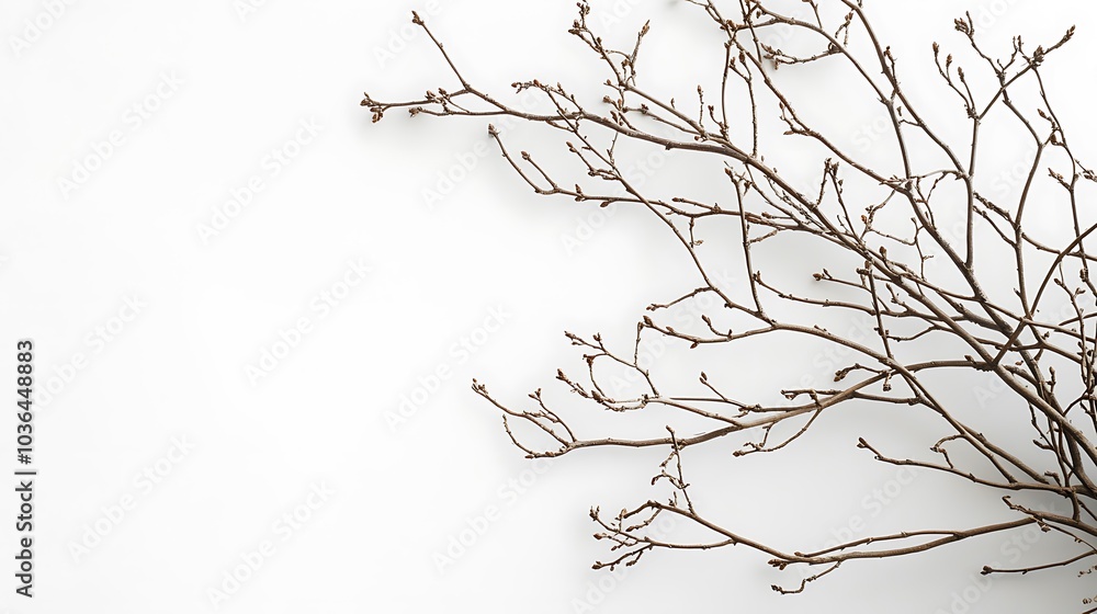 Obraz premium A Bare Branch on a White Background