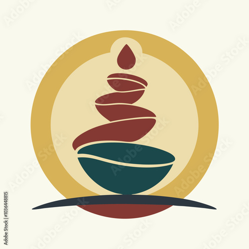 Vintage balance stone wellness logo vector illustration design