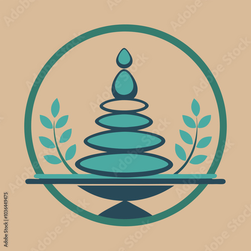 Vintage balance stone wellness logo vector illustration design