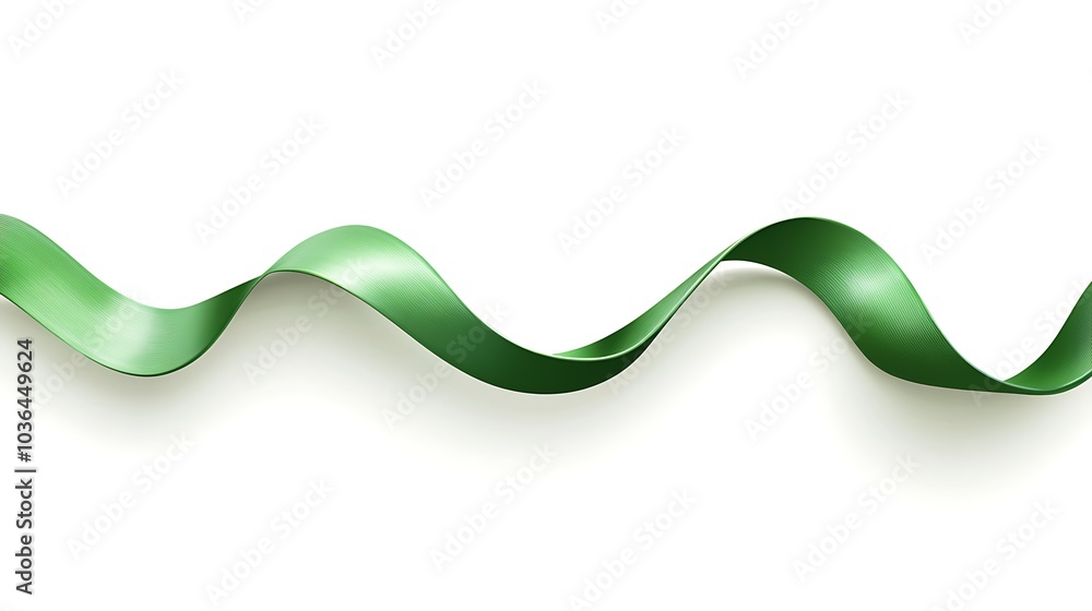Green Ribbon on White Background Green Ribbon on White Background