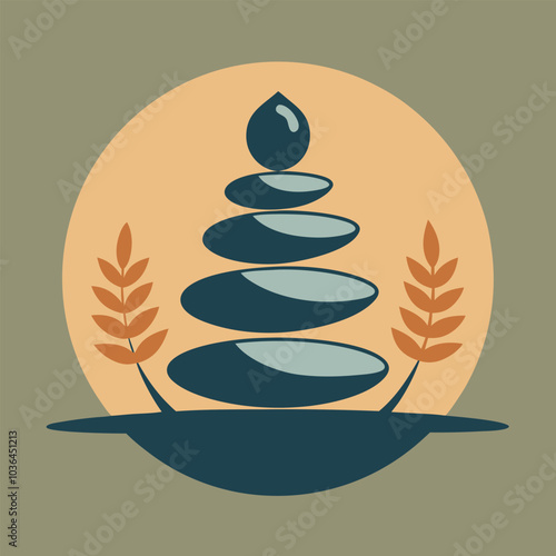 Vintage balance stone wellness logo vector illustration design