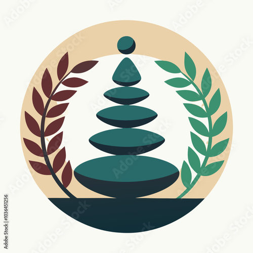 Vintage balance stone wellness logo vector illustration design