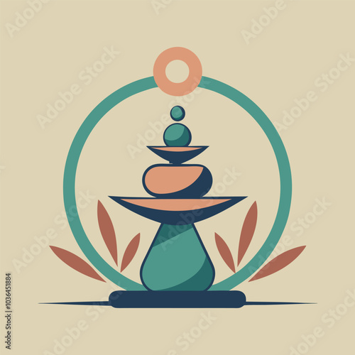 Vintage balance stone wellness logo vector illustration design