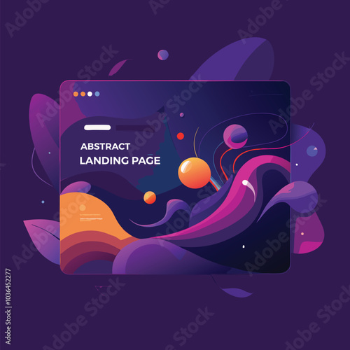 Illustration of abstract gradient landing page with a modern purple dark background. Generative AI.