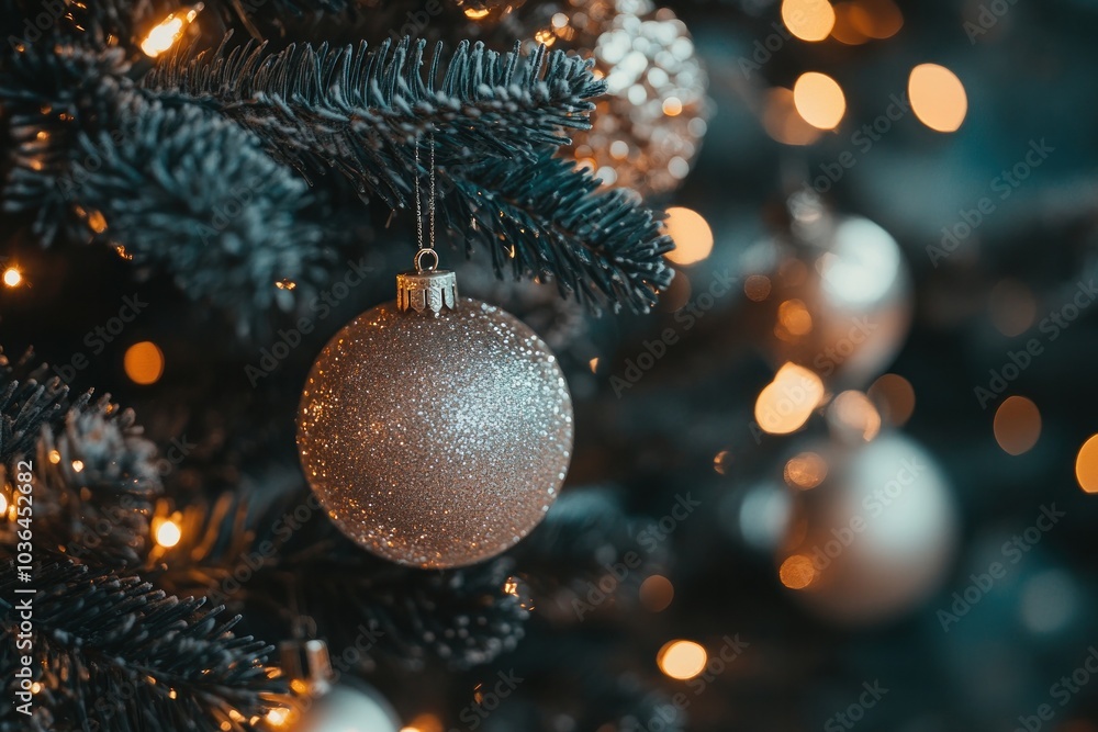 A Christmas tree filled with sparkling ornaments, glowing lights, and bright decorations. The lights reflect beautifully off the baubles, creating a magical holiday feel A Christmas tree filled with sparkling ornaments, glowing lights, and bright decorations. The lights reflect beautifully off the baubles, creating a magical holiday feel