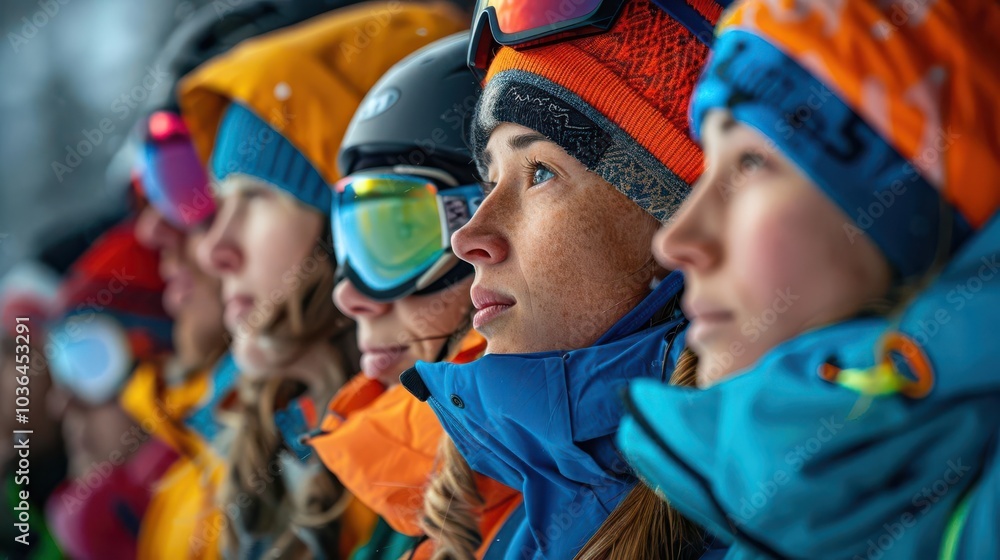 Spectators viewing biathlon mass start, sports, endurance Spectators viewing biathlon mass start, sports, endurance