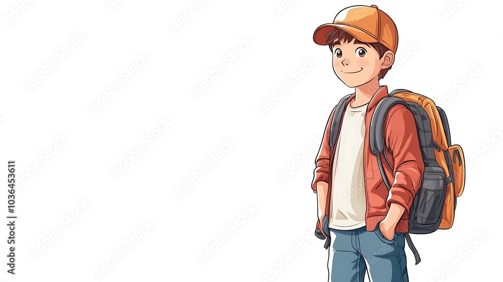 Fototapeta premium Smiling Boy Ready for Adventure