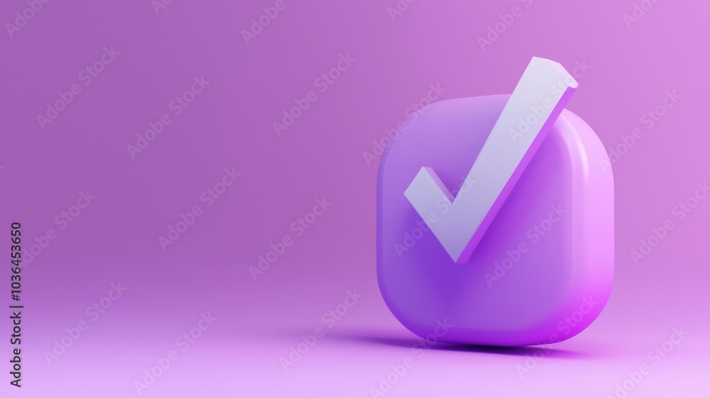 Stylish Check Mark Icon in a Vibrant Purple Space Stylish Check Mark Icon in a Vibrant Purple Space