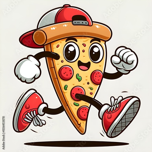 slice of pizza running fast food