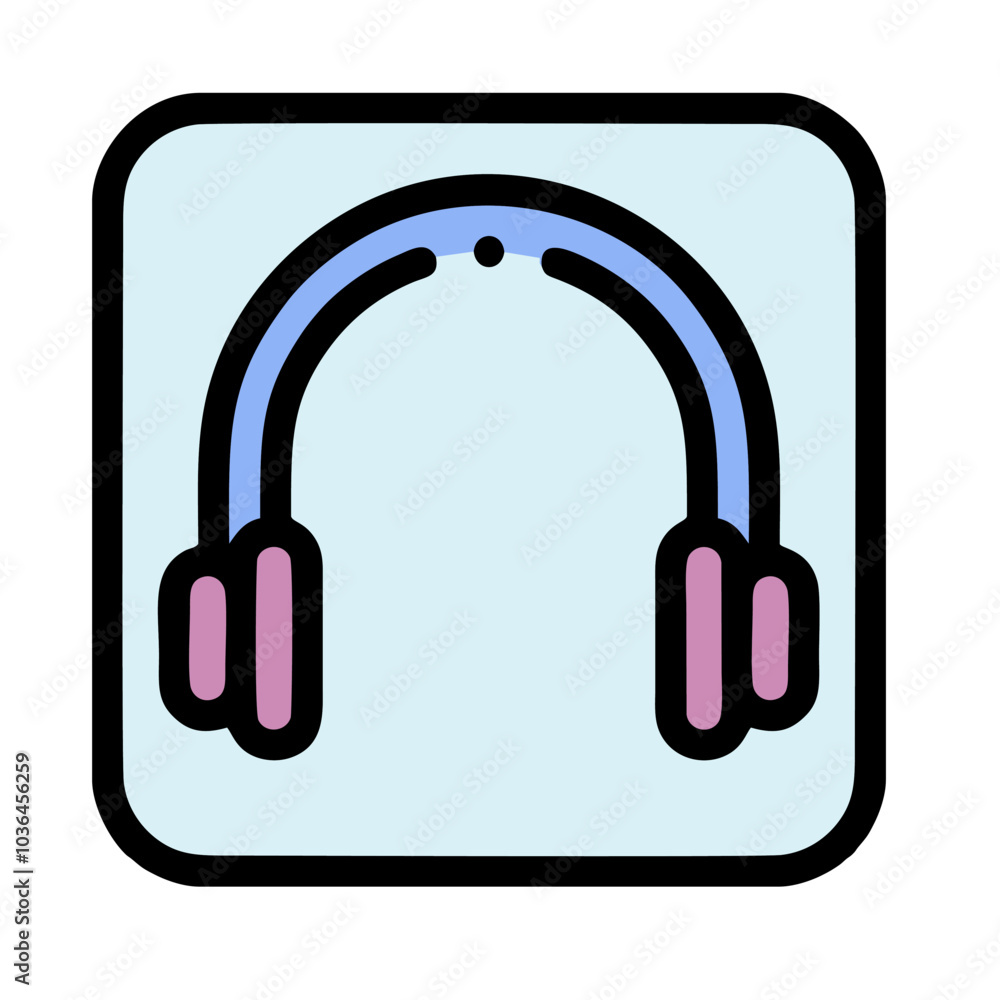 headphones icon on square internet button headphones icon on square internet button