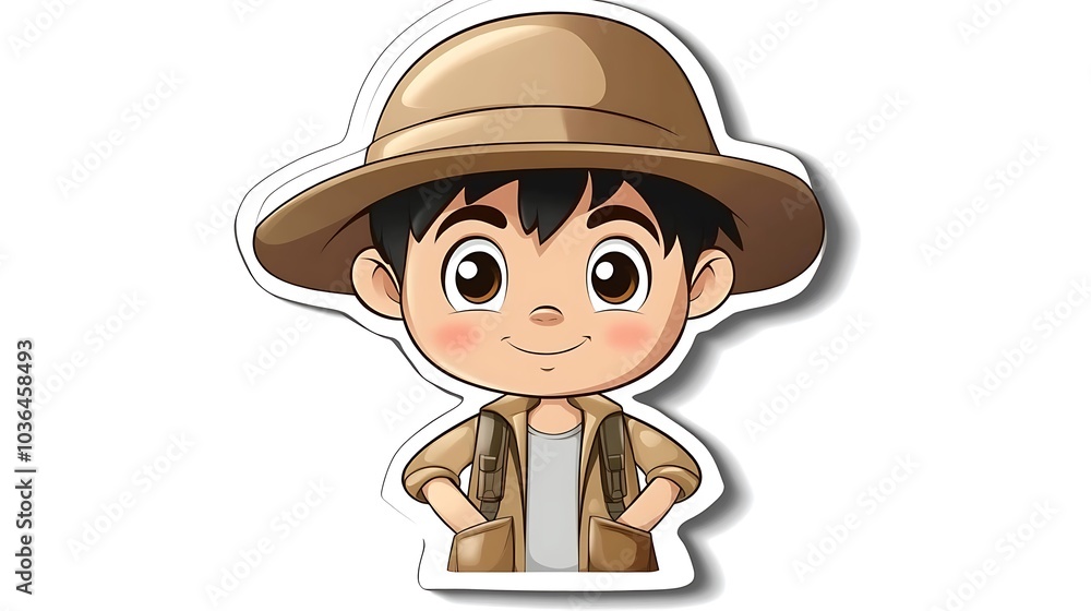 Smiling Explorer Cartoon Smiling Explorer Cartoon