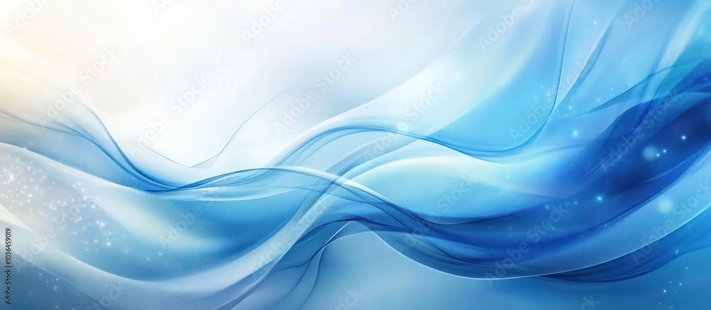 Abstract blue and white wavy background with soft, glowing light. Abstract blue and white wavy background with soft, glowing light.
