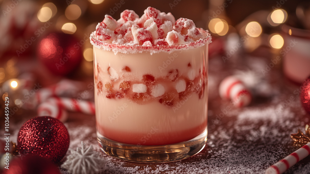 christmas cocktail with sticks and candy christmas cocktail with sticks and candy