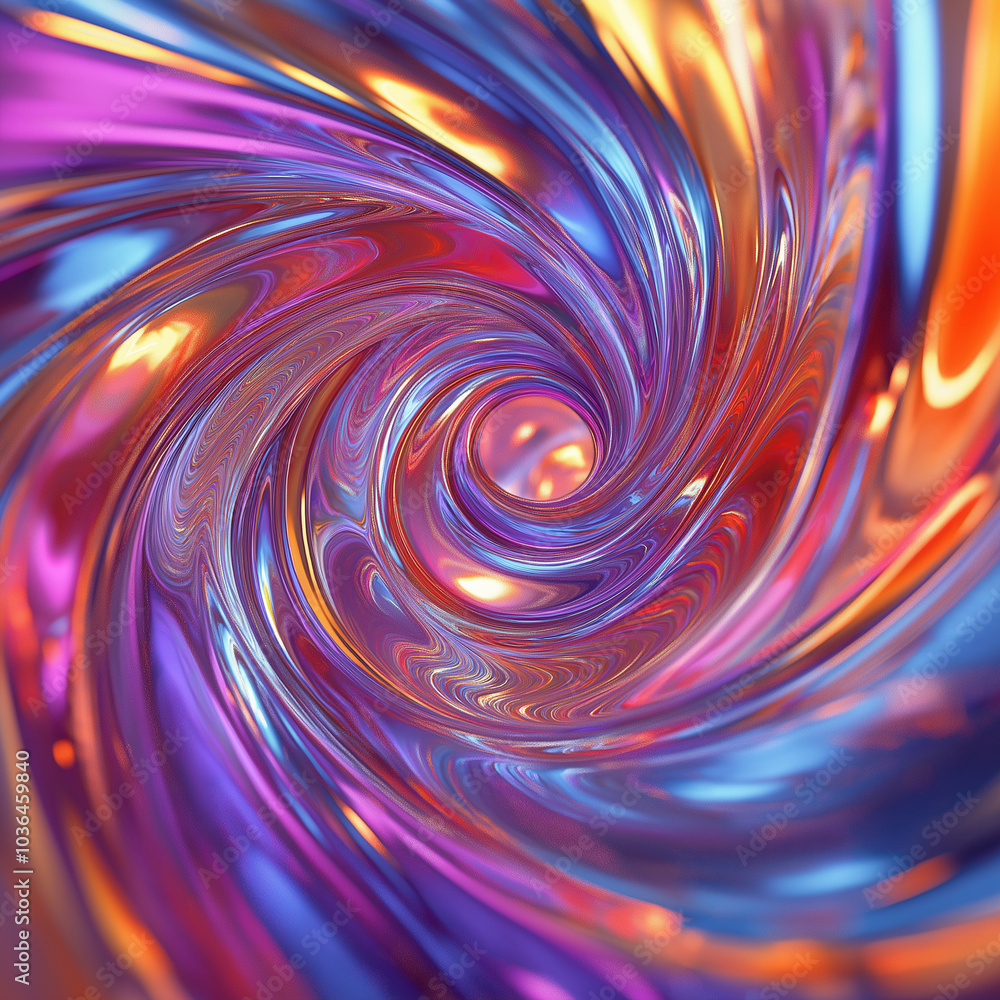 A 3D render of dynamic spirals and vortexes in every color of the spectrum A 3D render of dynamic spirals and vortexes in every color of the spectrum