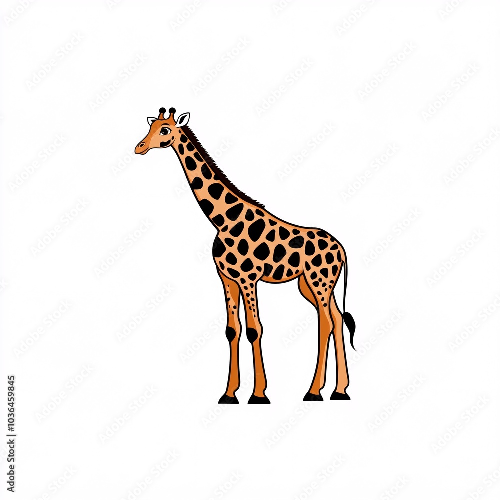 Fototapeta premium Cute Cartoon Giraffe Having Fun at the Zoo