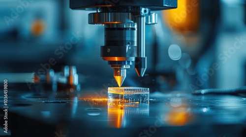 A close-up of an engineer using a laser cutter to shape a piece of metal, showcasing precision engineering research in action.