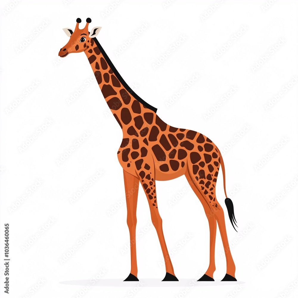 Obraz premium Cute Cartoon Giraffe in a Snowy Landscape Adventure