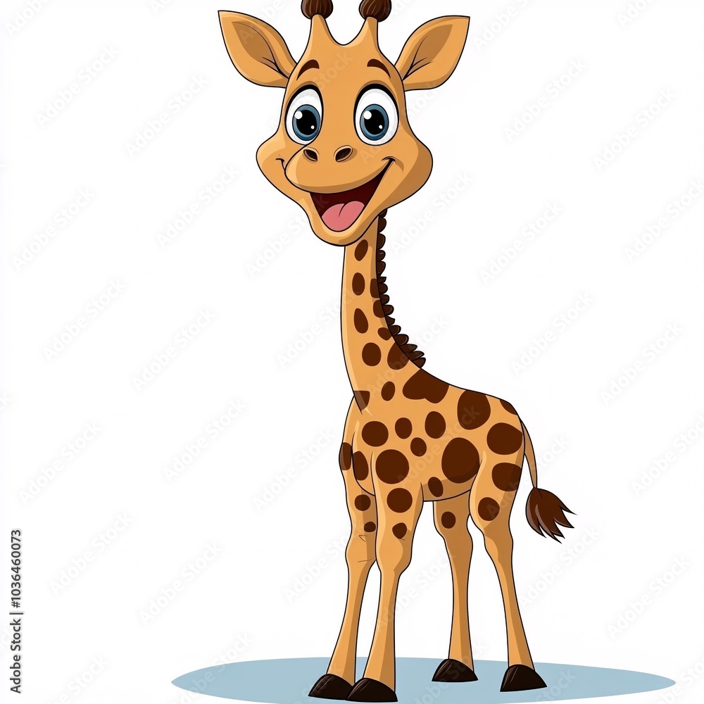 Fototapeta premium Cute Cartoon Giraffe Exploring on a Pirate Ship