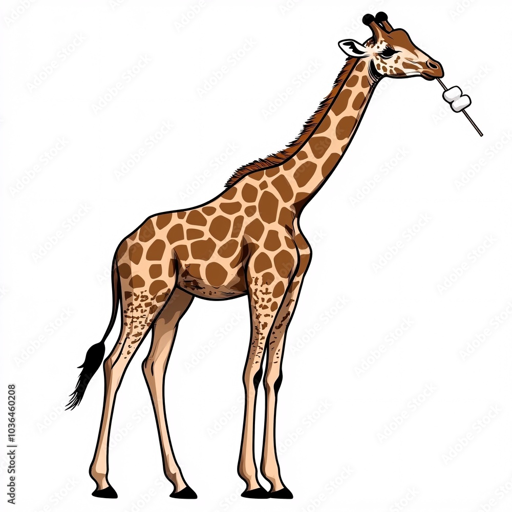 Fototapeta premium Cute Cartoon Giraffe Enjoying Summer Camp Activity